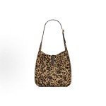 SAINT LAURENT LE5A7 Adjustable shoulder strap leopard print hand-held shoulder bag for women in beige and black